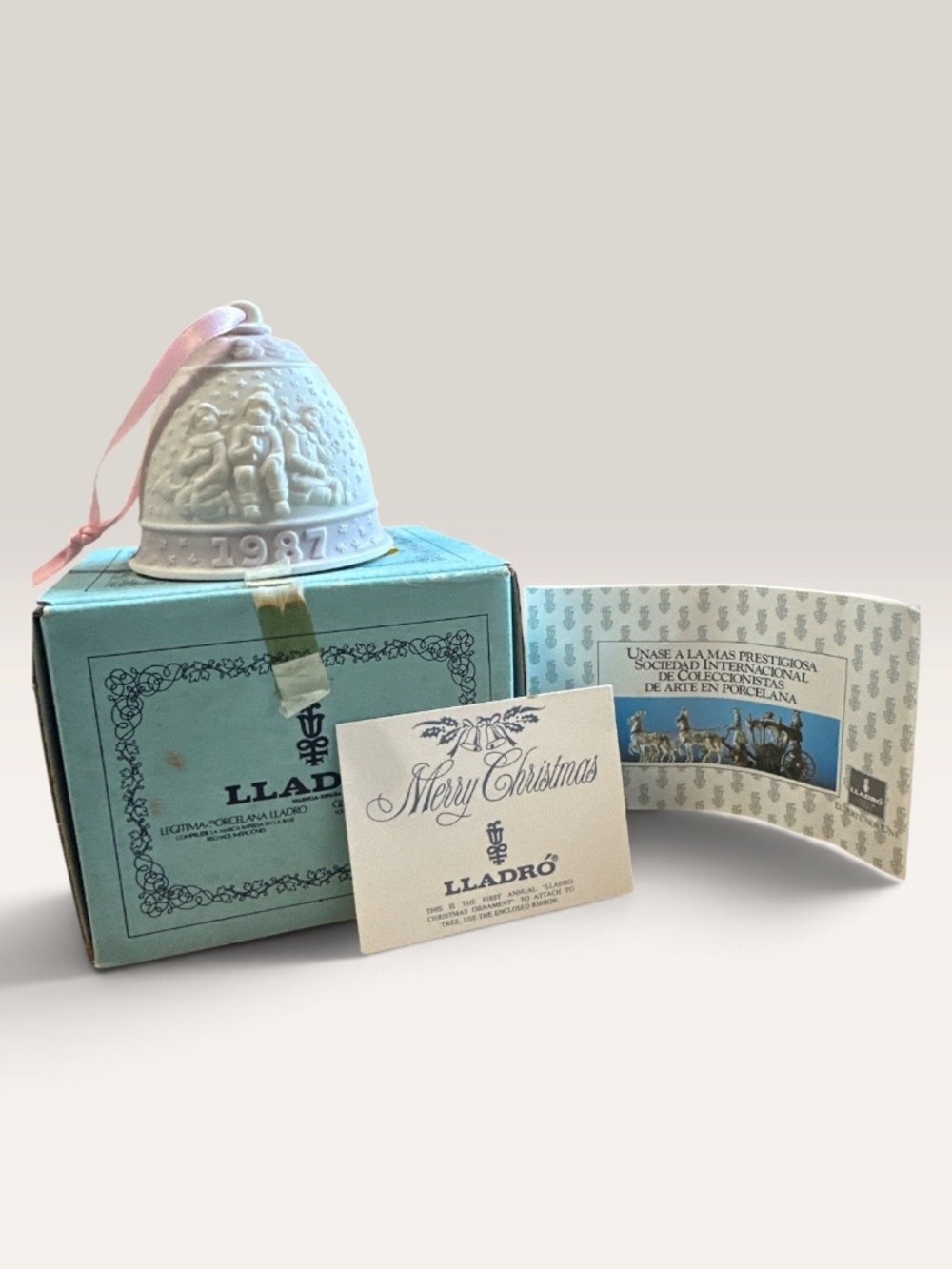 Lladró Porcelain Xmas Bell Ornament from Spain,the very first edition bell, 1987